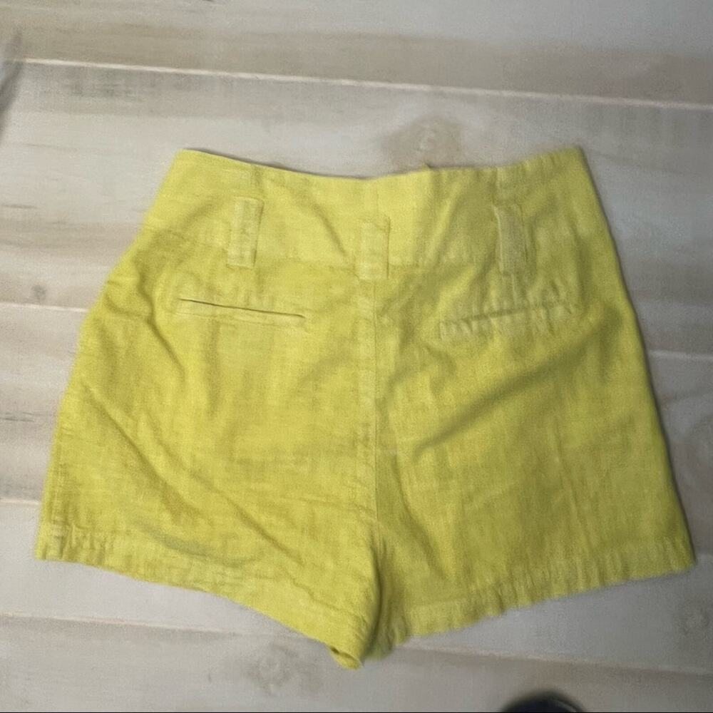 Free People Yellow Green Paper Bag Tie Front Shorts Size 12 - Picture 3 of 6